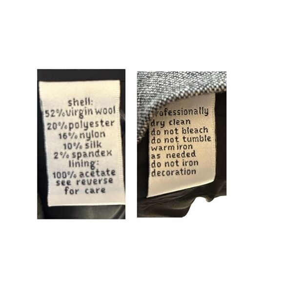 NEW Tyler Boe Wool Skirt Blazer Suit Grey Black Lace Silk Button Zip Women 12/10 - Picture 14 of 15